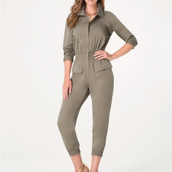 bebe Pants - bebe Olive Green multi cargo pocket Jumpsuit